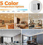 24 Pack 6 Inch Led Recessed Lights with Night Light, Canless Ultra Thin Wafer Soffit Recessed Lighting Downlight, Dimmable & 5 Color Temperature Selectable, 12W, ETL, White