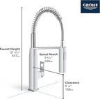 Grohe Eurocube Single-Handle Pull-Down Semi-Pro Kitchen Faucet, StarLight Chrome