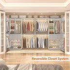 10FT Closet System with 4 Drawers, 120" Closet Organizer System with 6 Hanging Robs & Reversible Hanging Shelving, Closet Systems for Walk-in Closets, Load 2000+LBS, Morandi Grey 2 Pack