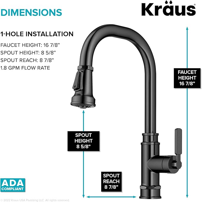 KRAUS Allyn Transitional Industrial Pull-Down Single Handle Kitchen Faucet in Spot-Free Black Stainless Steel