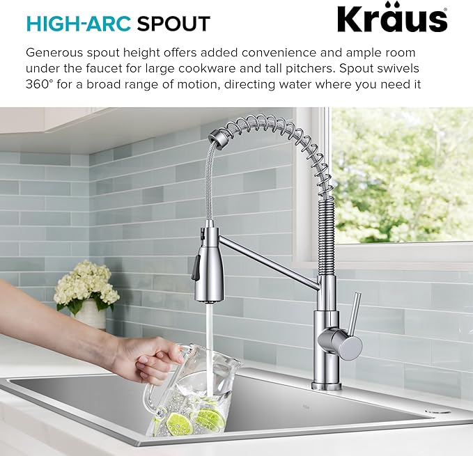 KRAUS Coda Commercial Style 2-Function Single Handle Pull Down Kitchen Faucet in Chrome, KPF-1617CH