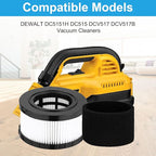 MZY LLC DC5151H HEPA Filter for DEWALT DC5151H DC515 DCV517 DCV517B Wet Dry Vacuum, Includes 4 Pcs DC5151H Filter, 4 Foam Sleeve Filter, 1 Cleaning Brush