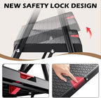 KINGRACK Step Ladder, Portable Folding Step Stool with Anti-Slip Wide Pedals, Heavy Sturdy Steel with Handrail, Safe-Lock Design, 800lbs Load Capacity, for Home and Kitchen, Black (4 Step Ladder)