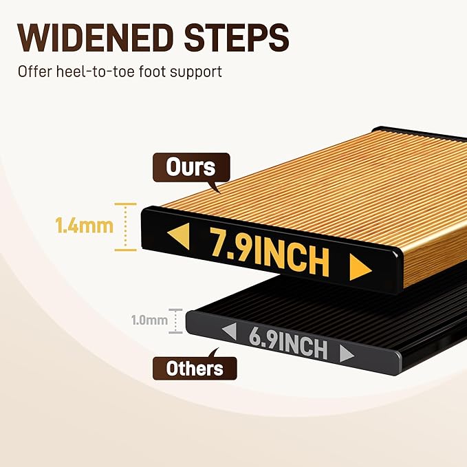 GameGem 6 Step Ladder, Aluminum Folding Step Stool with Anti-Slip Sturdy and Wide Pedal, Portable Lightweight Step Ladder with Handgrip for Indoor Outdoor Use, 330 lbs Capacity, Black Woodgrain