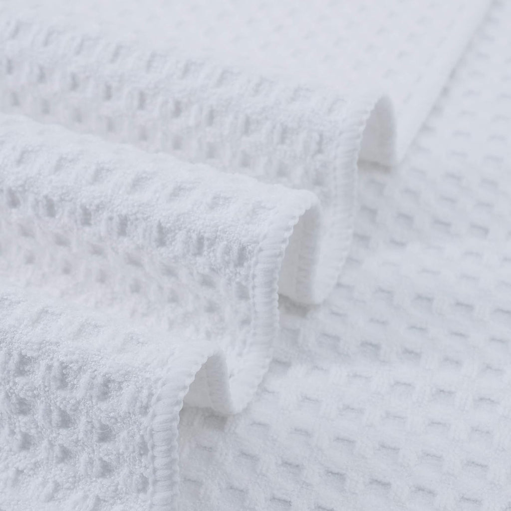 POLYTE Ultra Premium Microfiber Kitchen Dish Hand Towel Waffle Weave, 8 Pack (16x28 in, White)