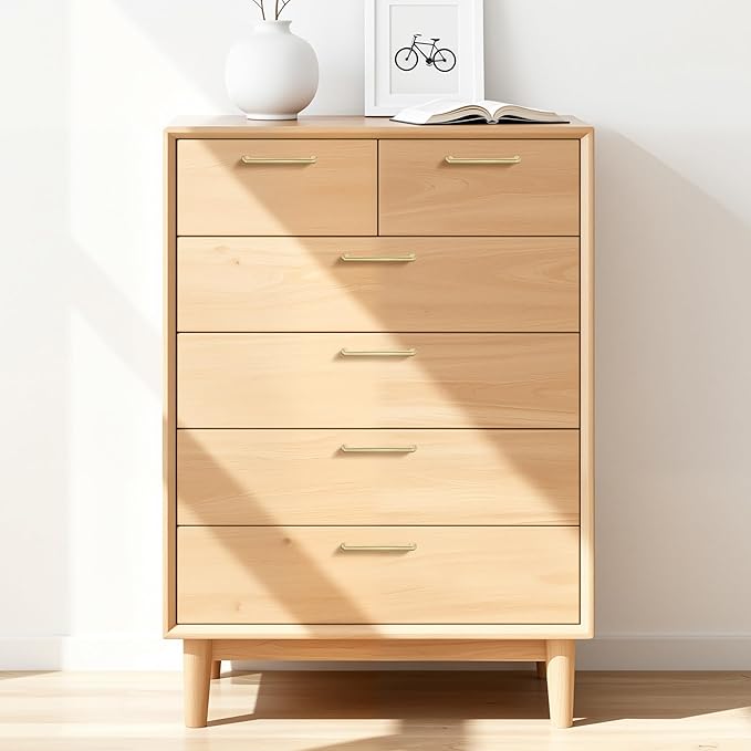 3 Pack 5 Inch(128mm) Hole Center Modern Brushed Gold Cabinet Pull Handle Timeless Vanity Drawer Pull Handle Classic Cabinet Hardware for Kitchen Dresser Bathroom, Screws Included, B-Gold(5x3)