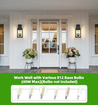 tewei 2-Pack Outdoor Wall Lights, 20'' Porch Light Outdoor Wall Sconce Lantern, Modern Black Exterior Lighting Fixture Wall Mount, Outside Light for House Garage