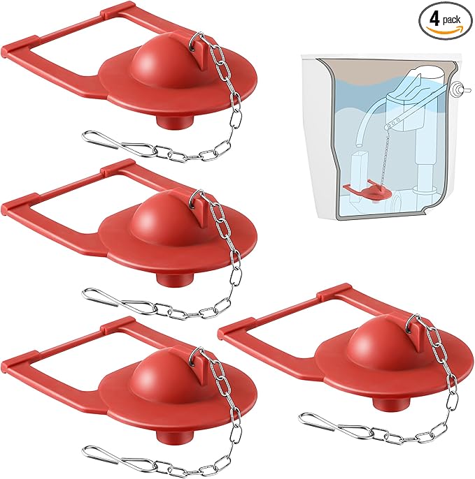 Saillong 4PCs Toilet Flapper Replacement Compatible with Kohler Parts 84995 and 1000490, 2 Inch Rubber Toilet Flapper Replacement with Stainless Chain, Water Conserving