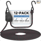 Fondwell 1/4" Rope Tie-Downs Ratchet Straps: 12 Pack of Heavy Duty Adjustable Hangers for Various Hanging and Strapping