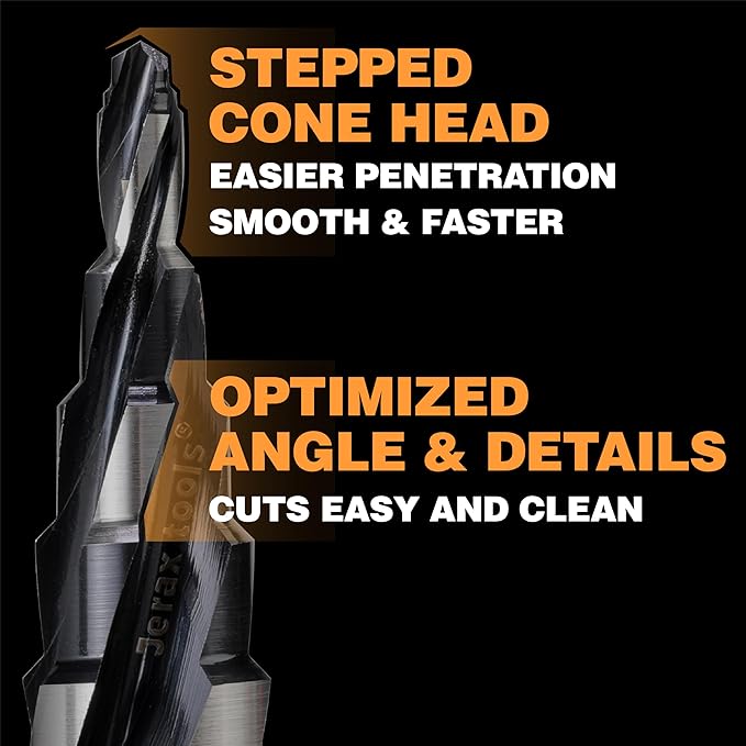 1/4 to 3/4 Inch Step Drill Bit, M2 High Speed Steel Drill bits for Hole Drilling in Extra Thick Material/Panel/Plate, Stainless Steel, Copper, Aluminum, Wood, Plastic