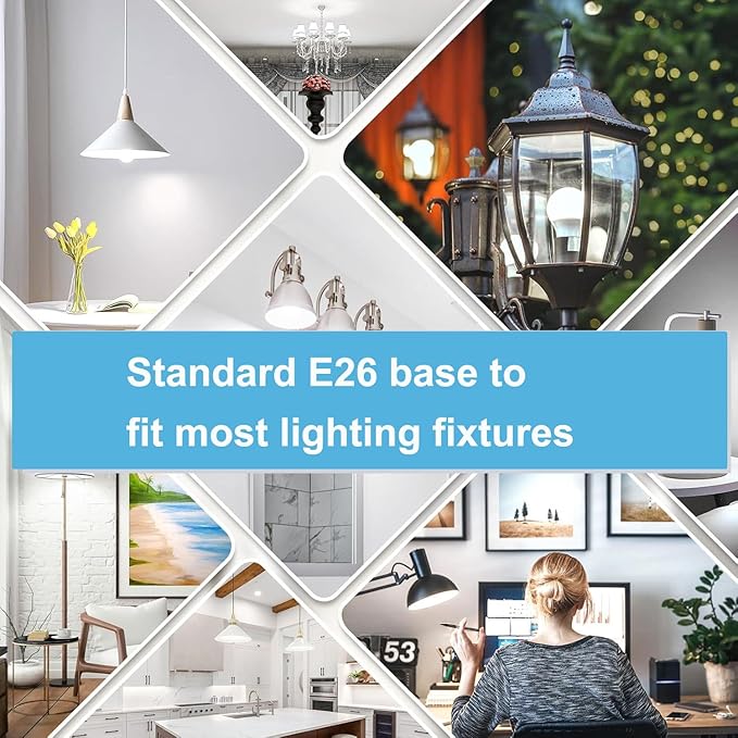 A19 LED Light Bulb 5000K Daylight, 12 Pack high Output A19 Incandescent Light Bulb 800LM 9W, Equivalent 60W, No Flicker E26 Base, Non-Dimmable E26 LED Bulb Long Lasting for 25 Years.