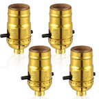 4 Pack UL Listed Lamp Socket with Push On/Off, E26 Threaded Base, Medium Screw Push Socket, Lamp Parts for Floor and Table Lamps, DIY Project, Gold
