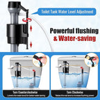 Toilet Flusher Replacement Kit, 2-Inch Toilet Flusher Repair Kit Include Adjustable Fill Valve with Flapper, Flush Handle Lever, Gasket and Bolts, Anti-Siphon Repair Parts Inside Tank (1 Set)