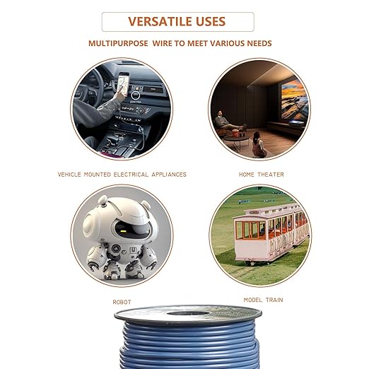 18 Gauge Wire Combo, 6 Color Rolls, 100ft Each (600ft Total) - Flexible Copper Clad Aluminium, Ideal for Light-Duty Tasks, Home & Auto