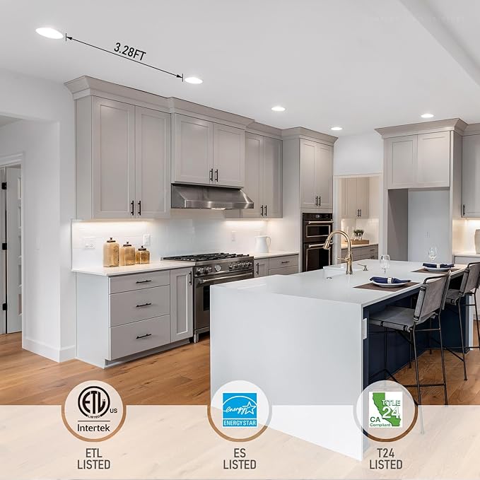 TORCHSTAR 6 Inch Slim LED Recessed Lighting with Junction Box, CRI90 Aluminum Dimmable 12W Ultra-Thin Recessed Light, 5000K Daylight, 1100LM Basic Series LED Downlight, ETL & ES & FCC, Pack of 6