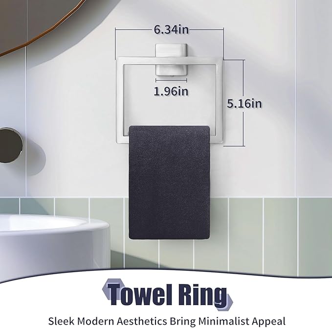 Bathroom Accessories Towel Bar Set: 15 Pieces Brushed Nickel Square Bathroom Hardware SUS304 Stainless Steel - Wall Mounted Towel Rack&Toilet Paper Holder&Towel Ring and Towel Hook