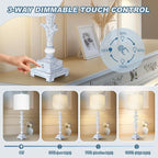 33'' Touch Table Lamp Set of 2 for Living Room , 3-Way Dimmable Buffet Lamps with USB Ports and White Shade, Vintage Farmhouse Bedside Nightstand Lamps for Bedroom Office Study Dinning (Bulb Included)