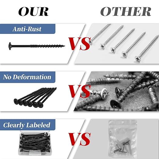 Lag Screws 4 Inch, 50PCS Heavy Duty Construction Screw, Structural Wood Screw #14 x 4, Rust Resistant, Washer Head, Black Coated Exterior Wood/Lag Screws Hex Socket