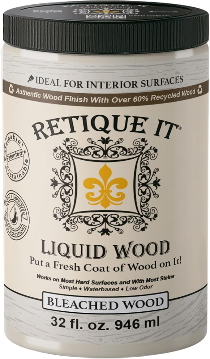 Retique It New and Improved Formula Liquid Wood Coatings - Stainable Primer - Paint It Then Stain it (Bleached Wood, Large)