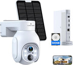 Camcamp Solar Security Cameras Wireless Outdoor, 2K Wireless Battery Security System with 10CH NVR & 500GB HDD, PTZ, Color Night Vision, IP66 Waterproof, Motion Alert, Work with Alexa, 0 Monthly Fee