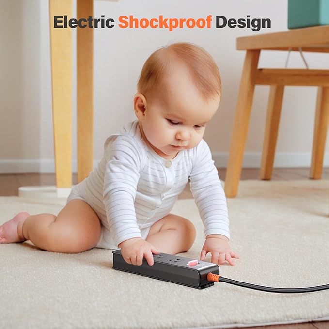 Outdoor Power Strip Weatherproof, IPX6 Waterproof Surge Protector with 3 Wide Outlets, 1875W/15A Overload Protection Switch, 6FT Extension Cord, Wall Mountable for Indoor Outdoor, UL FCC Listed