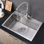 SHACO 28 Inch Drop In Kitchen Sink, Commercial Handmade T304 16 Gauge Stainless Steel Top Mount Sink, 9 Inch Deep Single Bowl Basin Laundry Utility Wet Prep Sink, Fregadero
