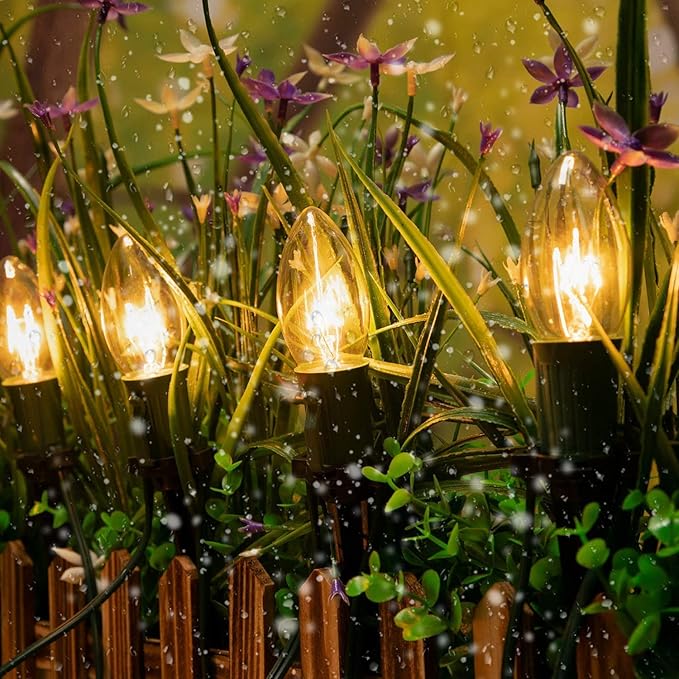 25 Pack C9 Replacement Light Bulbs, C9 Clear String Lights Repalcement Bulbs Fits in C9/E17 Intermediate Base, 7W Night Light Bulbs for Indoor Outdoor Christmas String Light Patio Holiday