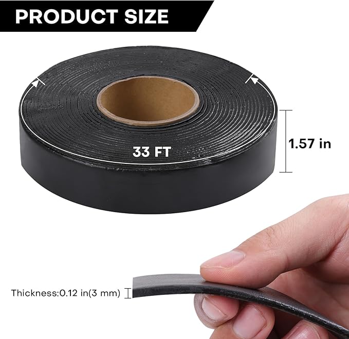 Boshen 2 Rolls 1.57in x 33 FT Asphalt Crack Tape Self-Adhesive Asphalt Crack Filler Asphalt Joint Repair for Driveway Parking Lot Roof Asphalt Cement Road(3mm Thick), No Torch Required