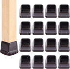 Ezprotekt 24 Pcs Square Chair Leg Floor Protectors with Felt, Silicone Felt F for Hardwood Floor, Dining Table Leg Caps Covers No Scratches (L Fit: 1" - 1.4", Dark Brown)