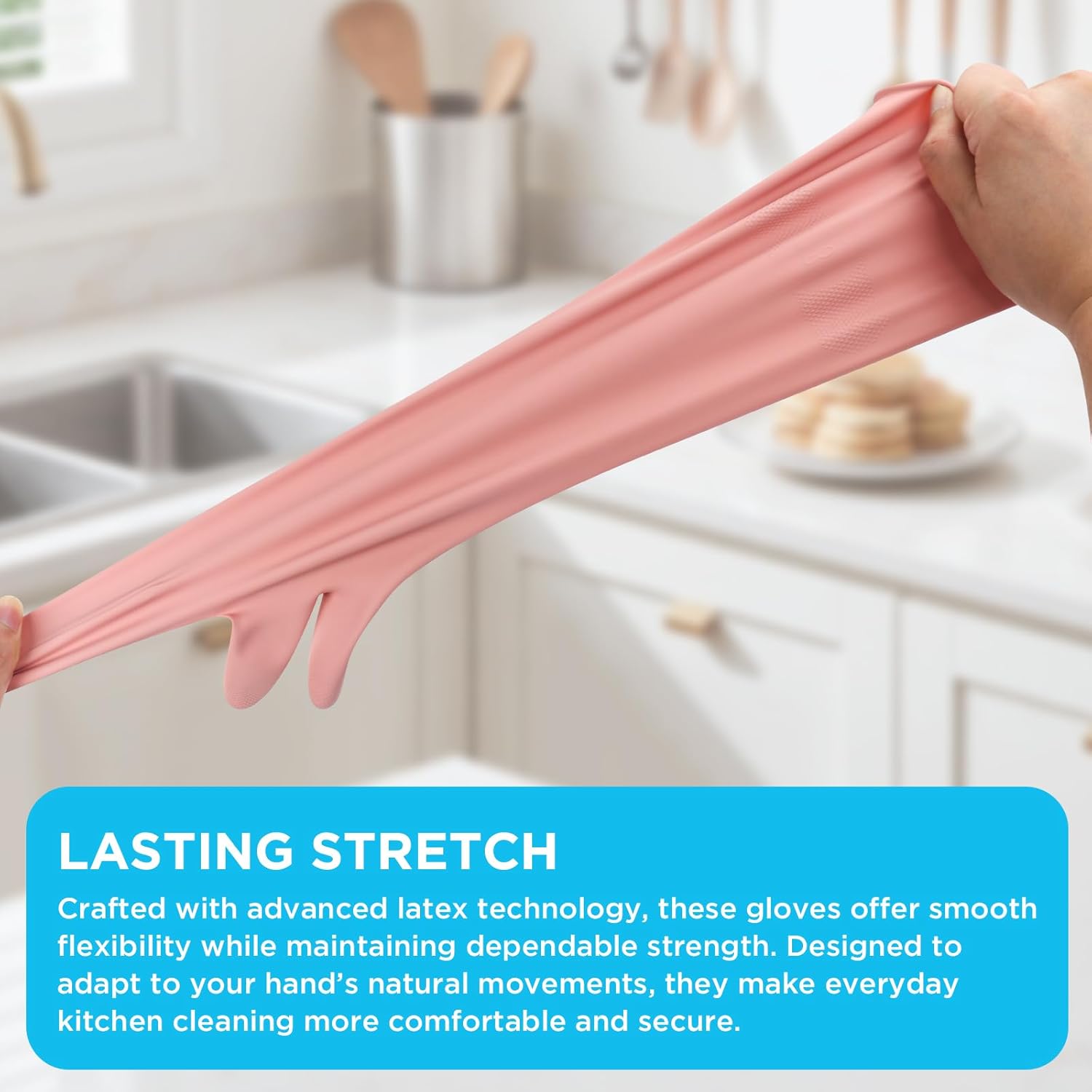 2 Pairs Household Gloves for Cleaning Rubber Dishwashing Gloves Reusable No-slip Water Resistant Medium for Women and Men（Pink+Grey）