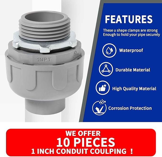 (1" Conduit Coupling 10 Pack) Yariwiz 1 inch Plastic Liquid Tight Conduit Coupling