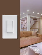 Aida 20 Pack 3 Way Switch, Decorative Screwless Wall Plate,Three Way15Amp, 120/277 Volt Paddle Switch, Self-Grounding, Residential and Commercial Grade, UL Listed,Matte White