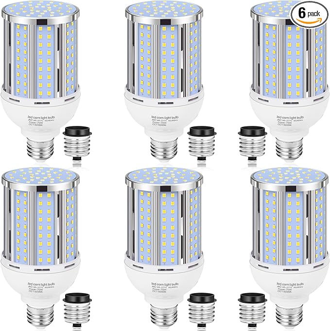 70W LED Corn Light Bulb(6 Pack),(700 Watt Equivalent) Fanless E26/E39 Medium/Large Mogul Base LED Cob Lamp 5000K Daylight 8,800LM for Outdoor Indoor Garage Warehouse Factory Workshop Street Backyard