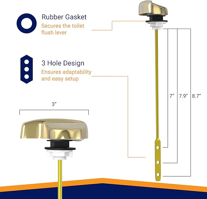 Toilet Handle Replacement (Brass Polished, Side Mount)