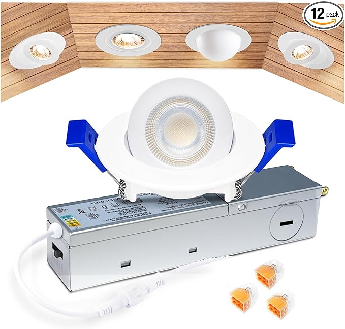 zouzai 2 Inch Adjustable Mini LED Gimbal Light, 5CCT Selectable, 360° Rotation & 90° Tilt for Precise Lighting, Accent or Ambient Illumination in Kitchen, Living Room, Cabinet (White, 1 Pack)