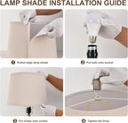 Bedside Lamps Set of 2 Unique Modern Vintage Table Lamp Rustic Farmhouse Desk Lamps for Living Room End Tables Bulb Not Included, Linen Shade, 26.5 in,Black Gold