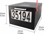 Black Post Mount Mailbox - 2 Lighting Modes Solar Numbers Light Large Capacity Infrared Sensor Illuminated at Night - Iron Numbers Mail Box Outdoor