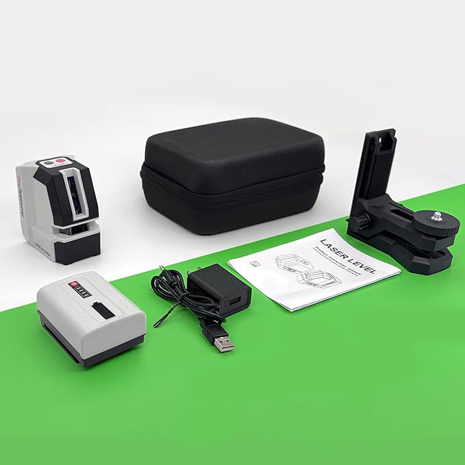 Laser Level Self Leveling, 100Ft Rechargeable Dual Modules Line Laser, Lazer Leveler Tool for Picture Hanging with Brightness Adjustment, Magnetic Bracket Carrying Case Battery Included