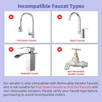 Hibbent NSF/ANSI/CAN 61 Certified Faucet Aerator, CUPC Certification 360 Degree Swivel Kitchen Sink Aerator, 2-Flow Sprayer Faucet Replacement Part 55/64 Inch Female Thread - Brushed Nickel