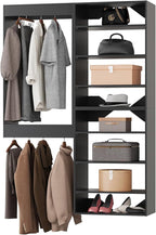 Modular Closet Organizer, 40" Wide Tower System with Hanging, Wooden Tower Storage for Walk-In Closets, Wall-Mounted Wardrobe Organizer Kit, Bedroom, Black