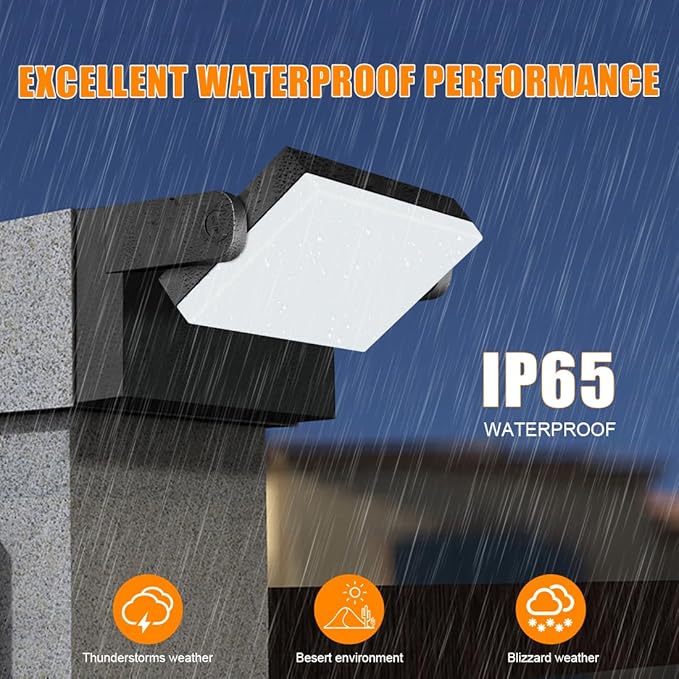 Juyace 60W LED Flood Lights Outdoor Wall Pack Light No photocell Lighting Fixtures for House 360° Rotational 6000lm 5000K IP65 Waterproof Modern Security Floodlights for Above Garagee