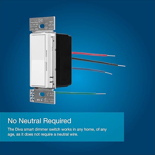 Lutron Diva Smart Dimmer Light Switch for Caseta Lighting (Lutron Smart Hub Required), for LED Lights, 150W, Single-Pole/3-Way, No Neutral, White, 2 Pack (DVRF-6LS-WH-2)