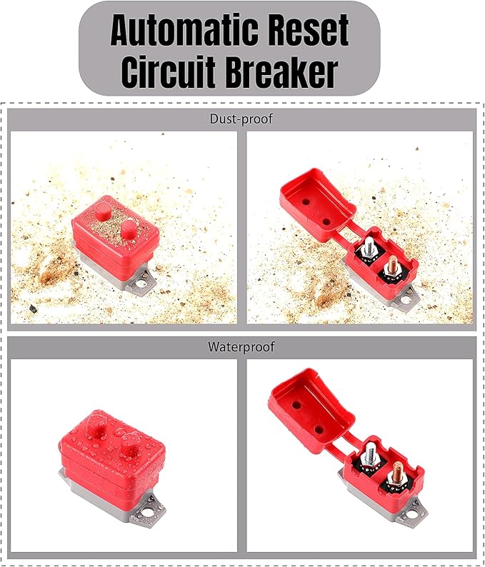 4 Pieces DC 12V - 24V Automatic Reset Circuit Breaker Circuit Breaker with Cover Stud Bolt for Automotive and More (25 Amp)
