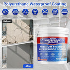Polyurethane Waterproof Coating, 0.4 Gallon / 51 Fl 0z., Light Grey, Polyurethane Coating for Multi-Surface Leak Repair Roofs, Gutters, Basements, Indoor and Outdoor Liquid Water Proof Sealant