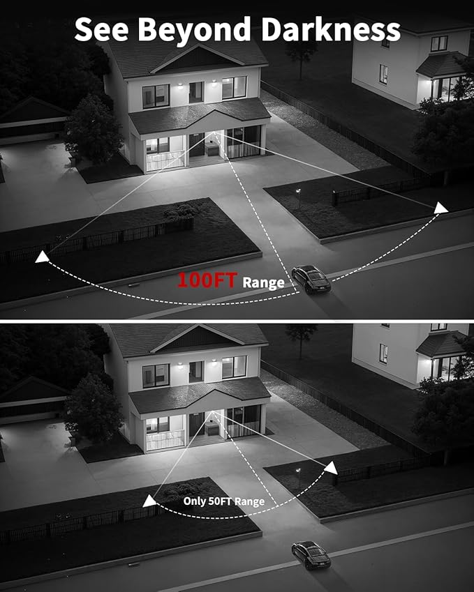 《130°Wide Angle & 2-Way Audio》Outdoor Wired Security Camera System, Black IP Cameras, Home Video Surveillance Systems