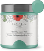 Country Chic All-in-One Chalk Paint for Furniture, Cabinets, Home Decor, Eco-Friendly, Matte Finish, Built-In Primer & Top Coat for Wood, Metal - Bliss (Teal) - Pint 16 oz (475 ml)