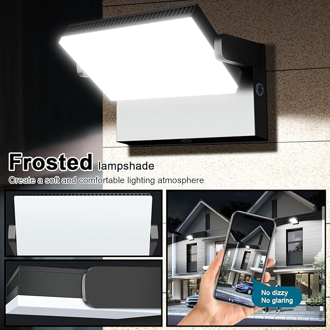 Modern Sleek LED Flood Light, 360° Rotatable 120W Commercial Wall Pack with Dusk to Dawn, 14200LM 5000K Waterproof Outdoor Lighting for Yard, Driveway, Car Lot, Building