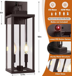 BesLowe 18” Upgraded Motion Sensor Outdoor Wall Lights, Dusk to Dawn Porch Lights Outdoor Wall Sconces, 3 Lighting Modes Exterior Lighting Fixtures with Hooks, Brown Outside Lights for House, 2-Pack