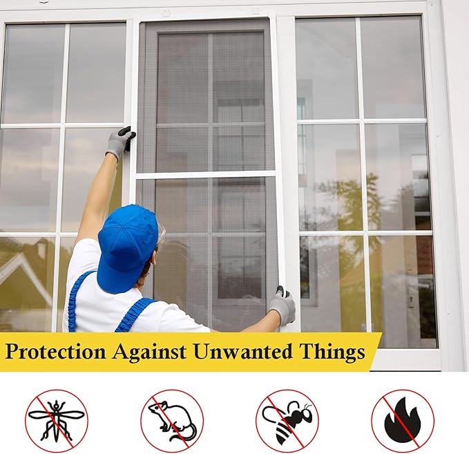 fowong 304 Stainless Steel Mesh Window Screen Roll, Black 35INx10FT Window Screen Replacement, Durable Metal Wire Mesh for Door, Patio, Porch, DIY, Easy to Cut and Install (20 x 22 Mesh)