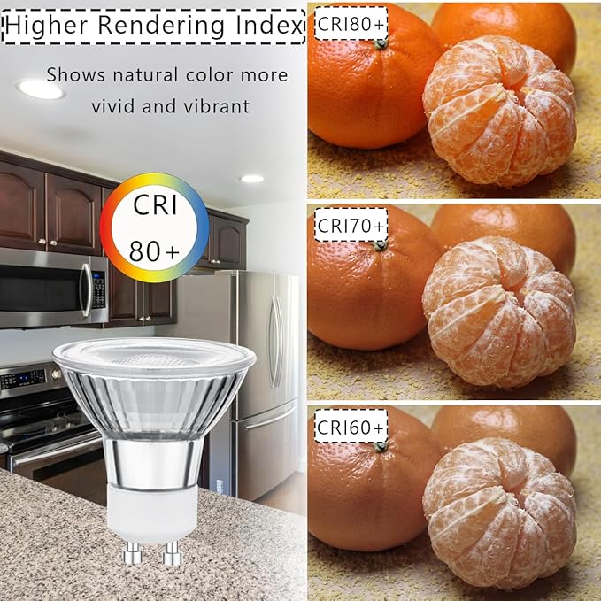 6W LED GU10 Range Hood Light Bulbs, LED Stove Appliance Light Bulb, Kitchen Light Replacement, 50W Halogen Light Bulb Equivalent, White 5000K, 550 Lm, Waterproof IP65, Dimmable, 2 Pack